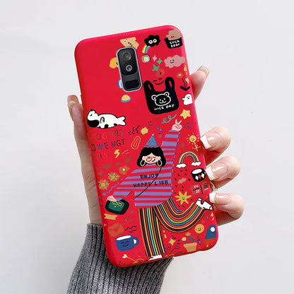 Case For Samsung A6 2018 Cover A 6 A600F Cartoon Cat Fox Soft Silicone TPU Phone Case For Samsung Galaxy A6 Plus 2018 A605F Case