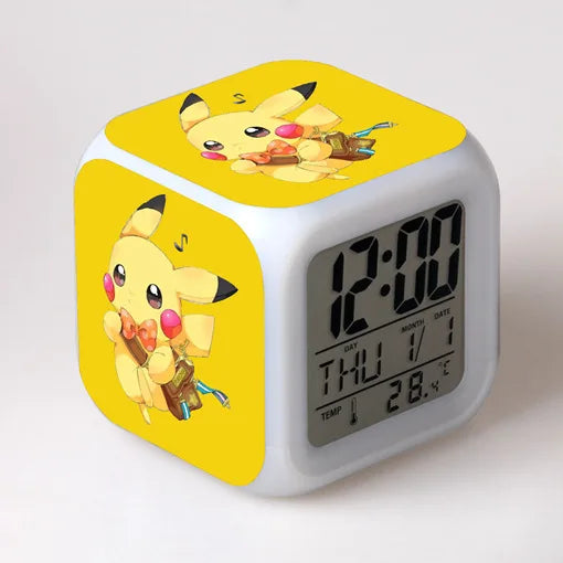 Pokemon Pikachu LED Glowing Alarms for Children Bedroom Decoration Kids Digital Glowings Alarm Clock Desk Decor Christmas Gift