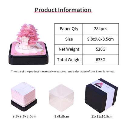 Omoshiroi Block 2025 Calendar 3D Notepad Sakura Temple Calendar Art 3D Memo Pad Sticky Notes Block Notes Decor New Year Gifts