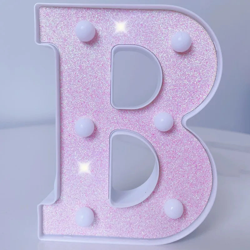 Pink Romantic Luxury LED Light 6.3-inch Pink Decorative Alphabet Number Light Battery Powered Christmas Decorative Light Wedding