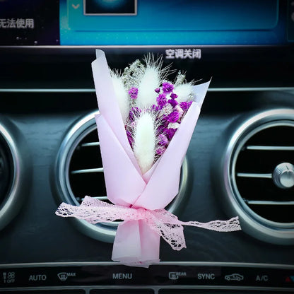 Mini Rose Bouquet Car Air Vent Clip Creative Flowers Mini Bouquet Car Perfume Air Freshener Ornament Car Accessories Interior