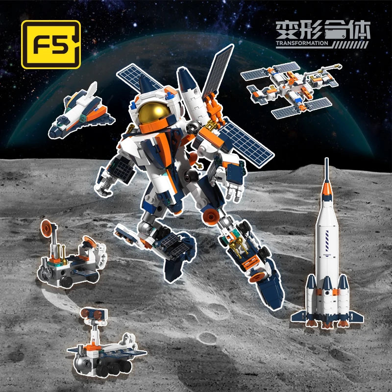 Pinlepai Jaki Star Plan Spacecraft Space Station Rocket Mecha Robot Transforming Building Blocks Bricks Brick Block Children Toy