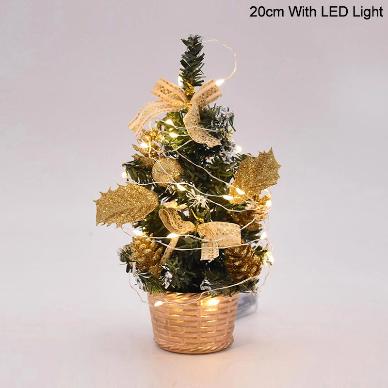 20/30cm Artificial Christmas Tree with LED Light Balls 2024 Christmas Decoration for Home 2025 New Year Gift Xmas Table Ornament