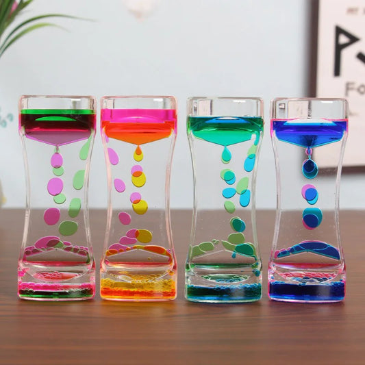 1PC Liquid Motion Bubbler Hourglasses Timer Movement Sensory Toys for Kids Adults Stress Relief Props Home Office Desktop Decor