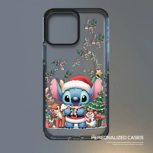 Disney Stitch Christmas Cute Phone Case For iPhone 16 15 14 13 12 11 Pro Max X XR XS MAX 7 8 Plus Y2k Mini Christmas Tree Cases