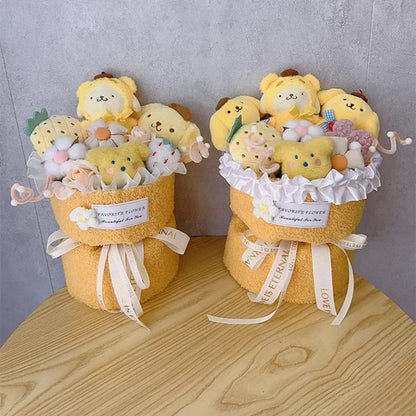 Sanrio Cartoon Pompom Purin Plush Bouquet Anime Cute Plush Doll Toys For Girl Friend Christmas Valentine's Day Christmas Gift