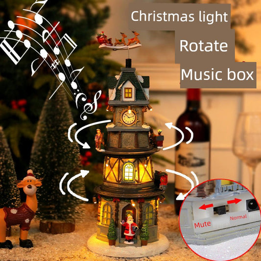 Hong Kong Love Christmas Gift New Arrival Amazon Christmas Luminous Rotate Music Box Kids Birthday Small Night Lamp