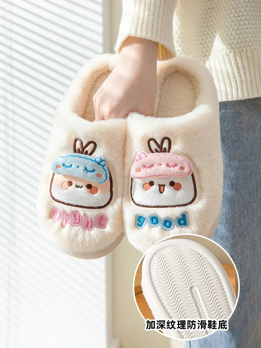 Cartoon Plush Slipper Cosplay Kawaii  Bubu Dudu Bear Rabbit Anime Peripheral Cute Sweet Home Warming Thick Soled Slippers Gift