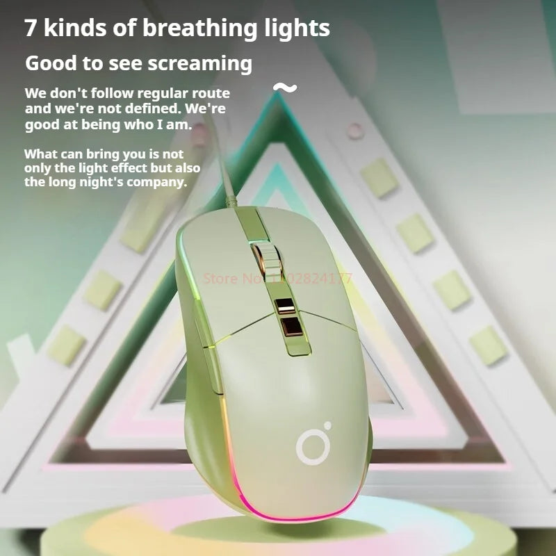 Usb Wired Mouse Ergonomic Rgb Backlit Green Mice Silent Optical Girl Gamer Mause For Gaming Office Desktop Computer Notebook