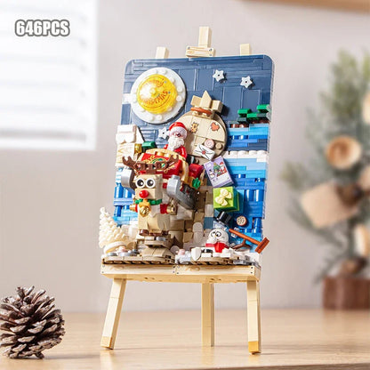 Loz Mini Animals Landscape Drawing Board Building Blocks Christmas Train Puzzle Assembly Model Toy Bricks Children Birthday Gift