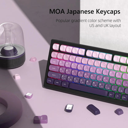 134 Keys MOA Profile Gradient Purple PBT Keycaps Customs Dye Sub Key caps for 61/87/104 Cherry MX Gaming Mechanical Keyboard