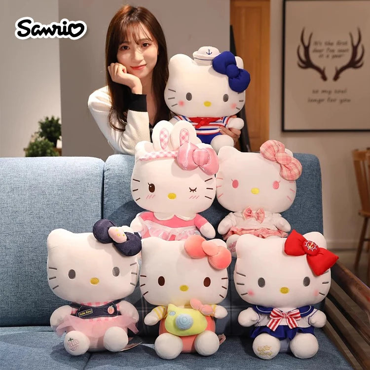 Sanrio Hello Kitty Anime Kuromi Melody Cartoon Cute Plush Stuffed Toys Soft Pillow Plushies Keyring Doll Birthday Gifts For Girl