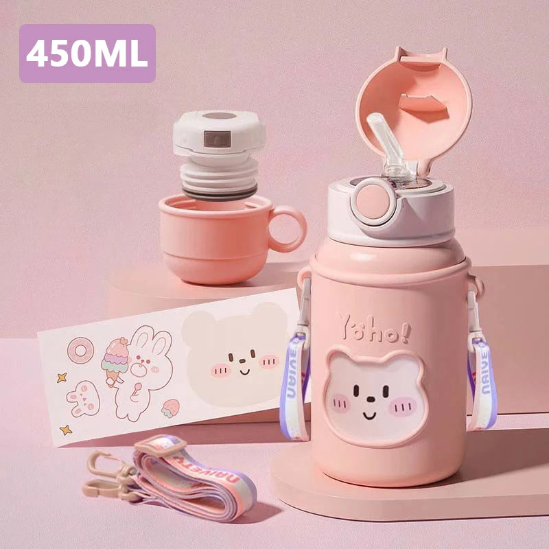 450ml Kids Stainless Steel Thermos Bottle Cartoon Leak-Proof Vacuum Flasks Children Thermal Water Bottle Thermocup for Girls