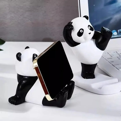 Panda Figurines For Interior Universal Cell Mobile Phone Stand Holder Modern Resin Sculpture Statue Home Office Desk Decor