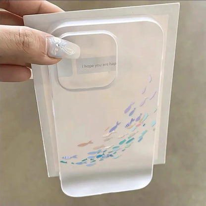 Colorful Cute Fish Schools Matte Transparent For iPhone Case 16 15 14 13 12 11 Pro XR XS Max 7 8 Plus Phone Soft Y2K Girl Cover