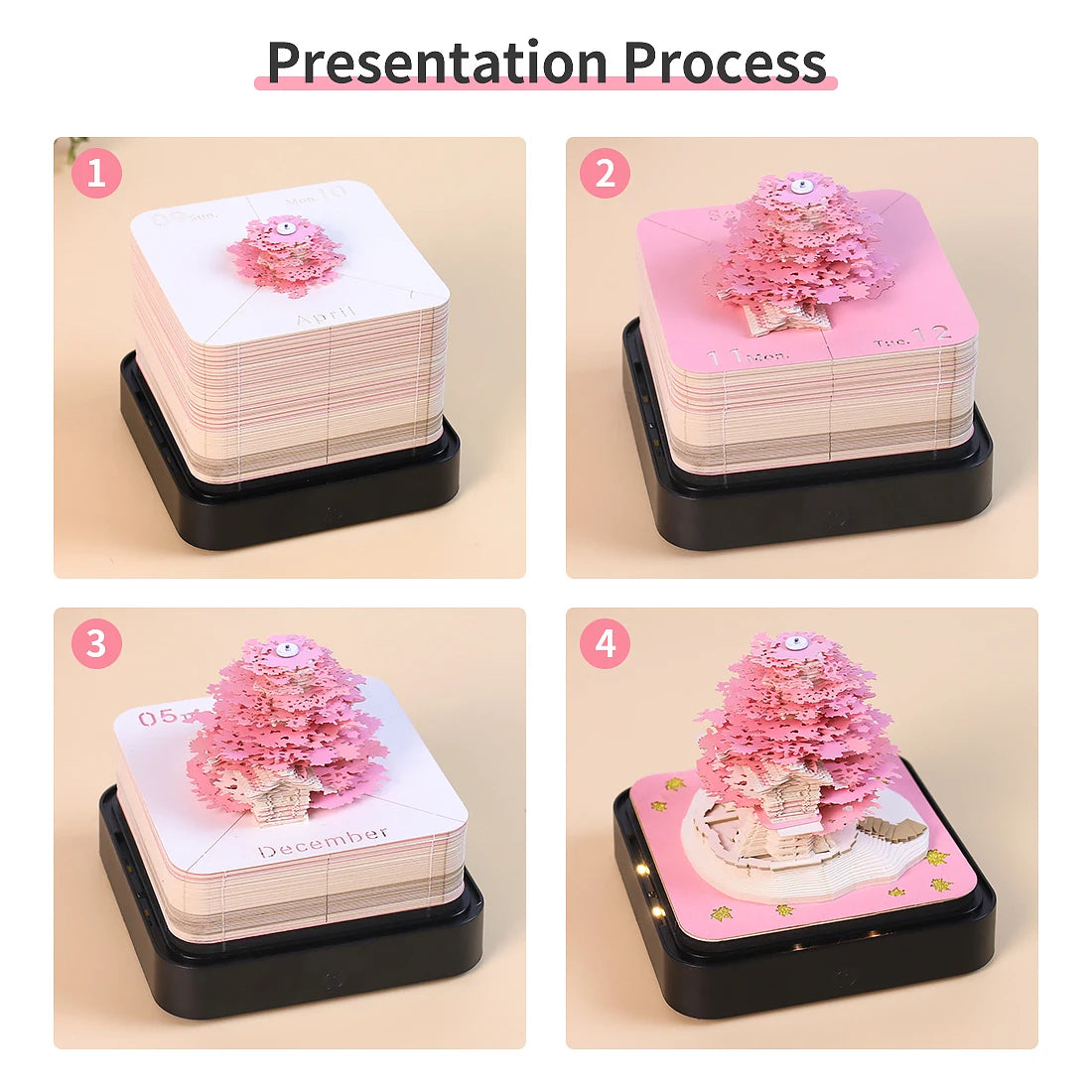 Omoshiroi Block 2025 Calendar 3D Notepad Sakura Temple Calendar Art 3D Memo Pad Sticky Notes Block Notes Decor New Year Gifts