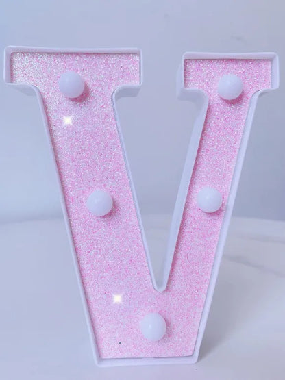 Luxury Alphabet Pink Letter LED Luminous Number Lamp  Battery Night Light for Home Birthday Wedding  Christmas Party Decoration