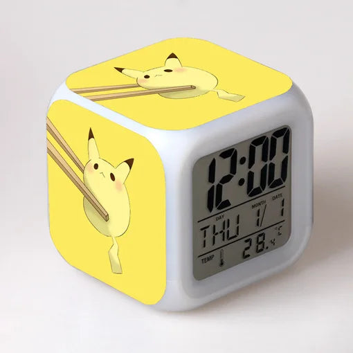 Pokemon Pikachu LED Glowing Alarms for Children Bedroom Decoration Kids Digital Glowings Alarm Clock Desk Decor Christmas Gift