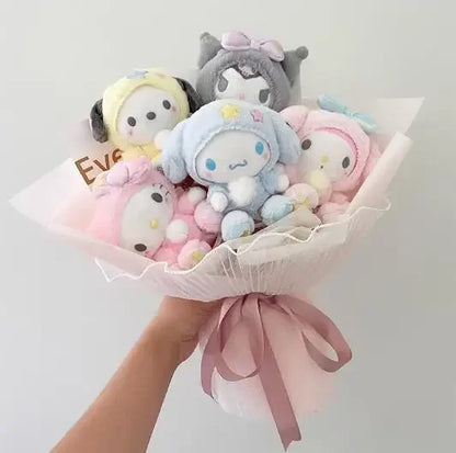 Christmas Gifts Sanrio Plush Cartoon  Bouquet My Melody Kuromi Cinnamoroll Kt Cat Plush Doll Toy Valentine Graduation Gifts