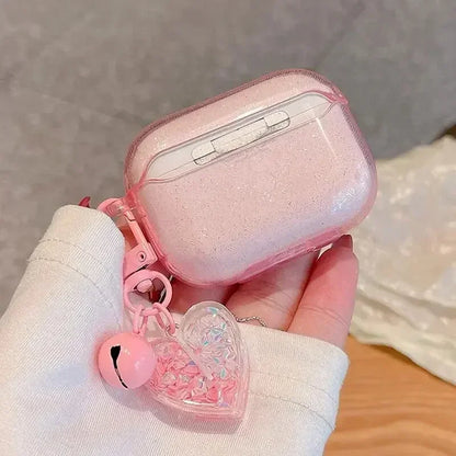 Soft Silicone Cover For AirPods Pro 2nd Bling Glitter Colorful Heart Case For AirPods 4 1 3 Girls Cartoon Earphones Charging Box