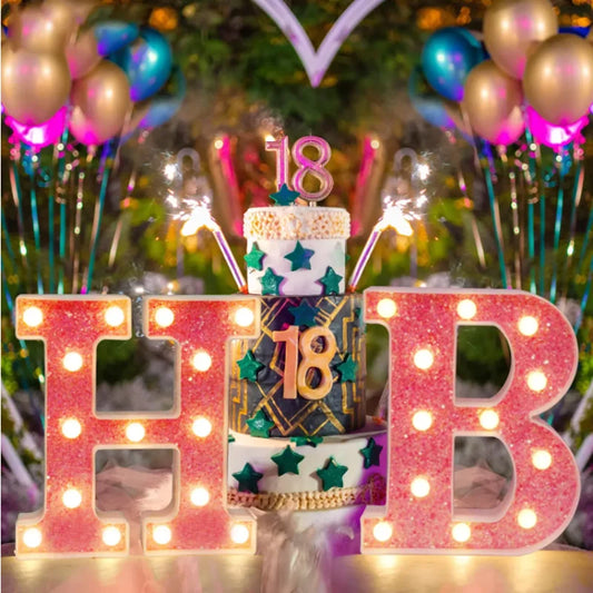 Pink Romantic Luxury LED Light 6.3-inch Pink Decorative Alphabet Number Light Battery Powered Christmas Decorative Light Wedding