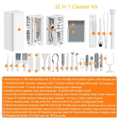 32 in 1 Multifunctional Cleaner Kit Digital Camera Computer Keyboard Cleaning Tools Set Headphones Mobile Phone Clean Brush Pen