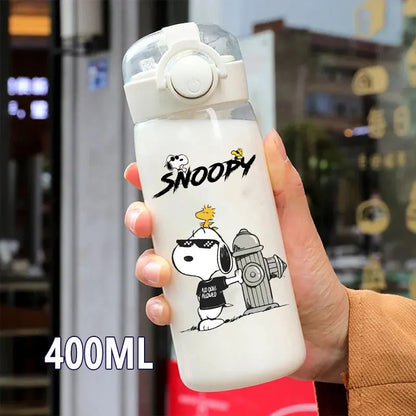 Snoopy Straw Water Cup Portable Plastic 600/400ML Charlie Browns Transparent Outdoor Large Capacity Sport Cute Water Bottle