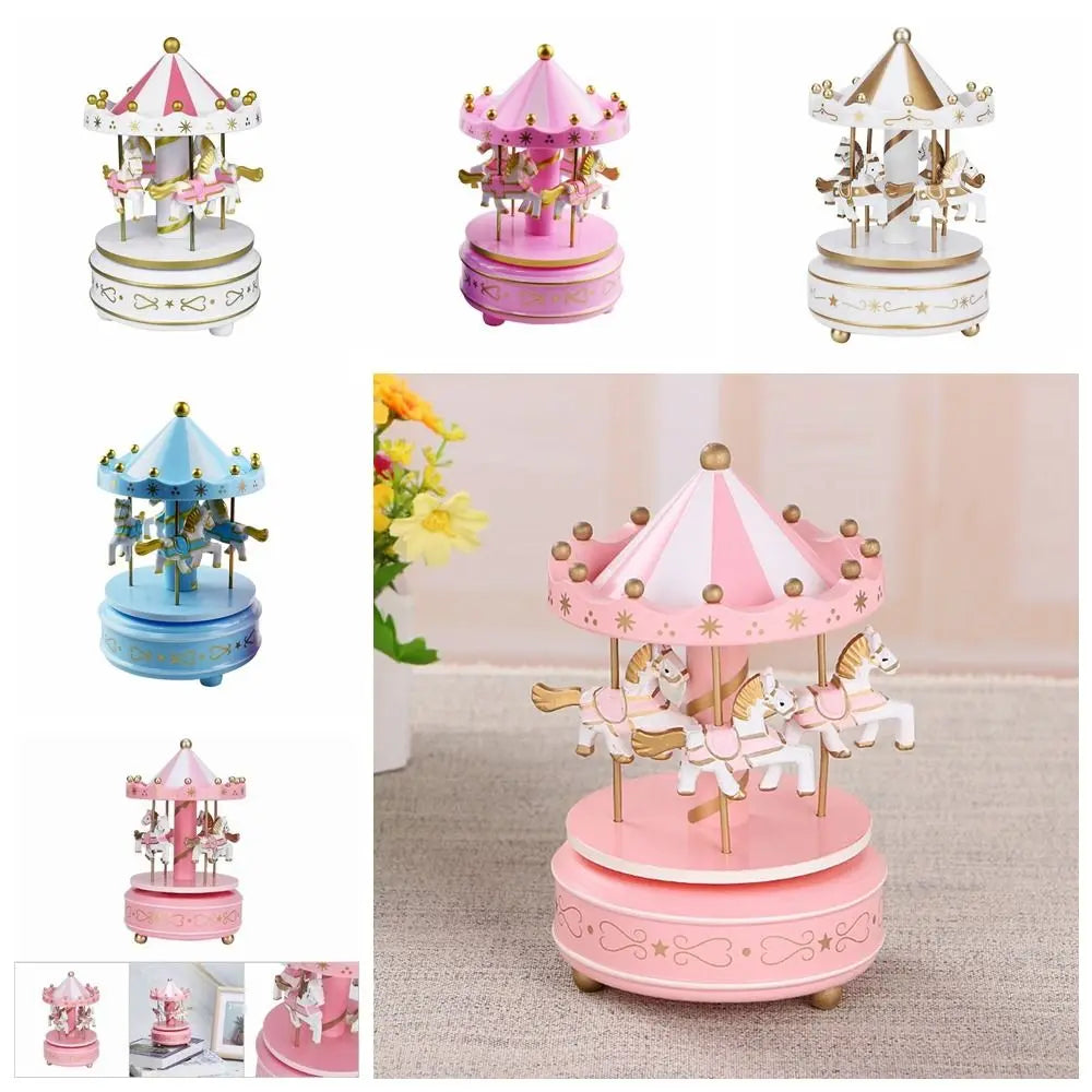 Creative Fantasy Christmas Holiday Decor Carousel Music Box Easy Use Carousel Ferris Wheel Ornaments