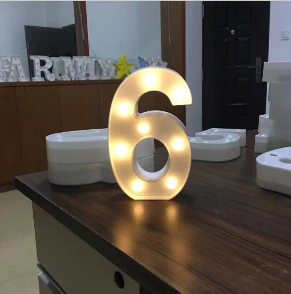 16/21CM DIY Luminous Lights LED Letter Night Light Creative Letters Alphabet Number Battery Lamp Romantic Party Decoration