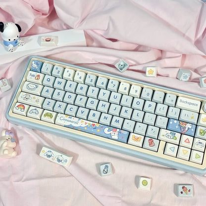 Cute Cartoon Stitch Cinnamon Keycaps 95 Keys MDA Profile Cute Keyboards Caps for 68 75 82 MX Switch Mechanical Keyboards Gifts