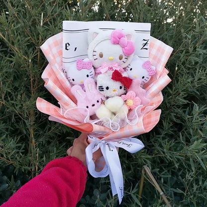 Sanrio Hello Kitty Kuromi Melody Cinnamoroll Plush Bouquet Anime Doll Toy For Valentine's Day Home Decoration Xmas Friend Gifts