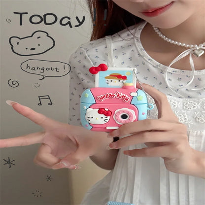 For Airpods 4 Case 2024,Hello Kitty Camera With Keychain Protective Earphone Silicone Cover For Airpod 4 Case Girls Women Funda