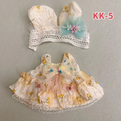 20cm doll replacememt clothes for 17cm Labubu outfit cotton doll cute and sweet Lolita dress  small skirt