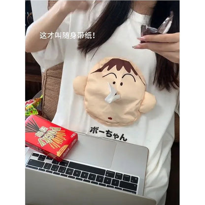 Crayon Shin Chan Boochan T-shirt Carry Paper with You Creative New Toys Cute Cartoo 3D  Paper Short Sleeve Fun Birthday Gift