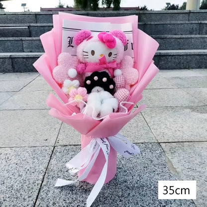 Christmas Gifts Sanrio Plush Flowers Bouquet Kuromi  Plushie Soft Doll Animals Valentine's Day Birthday Wedding Party Gift