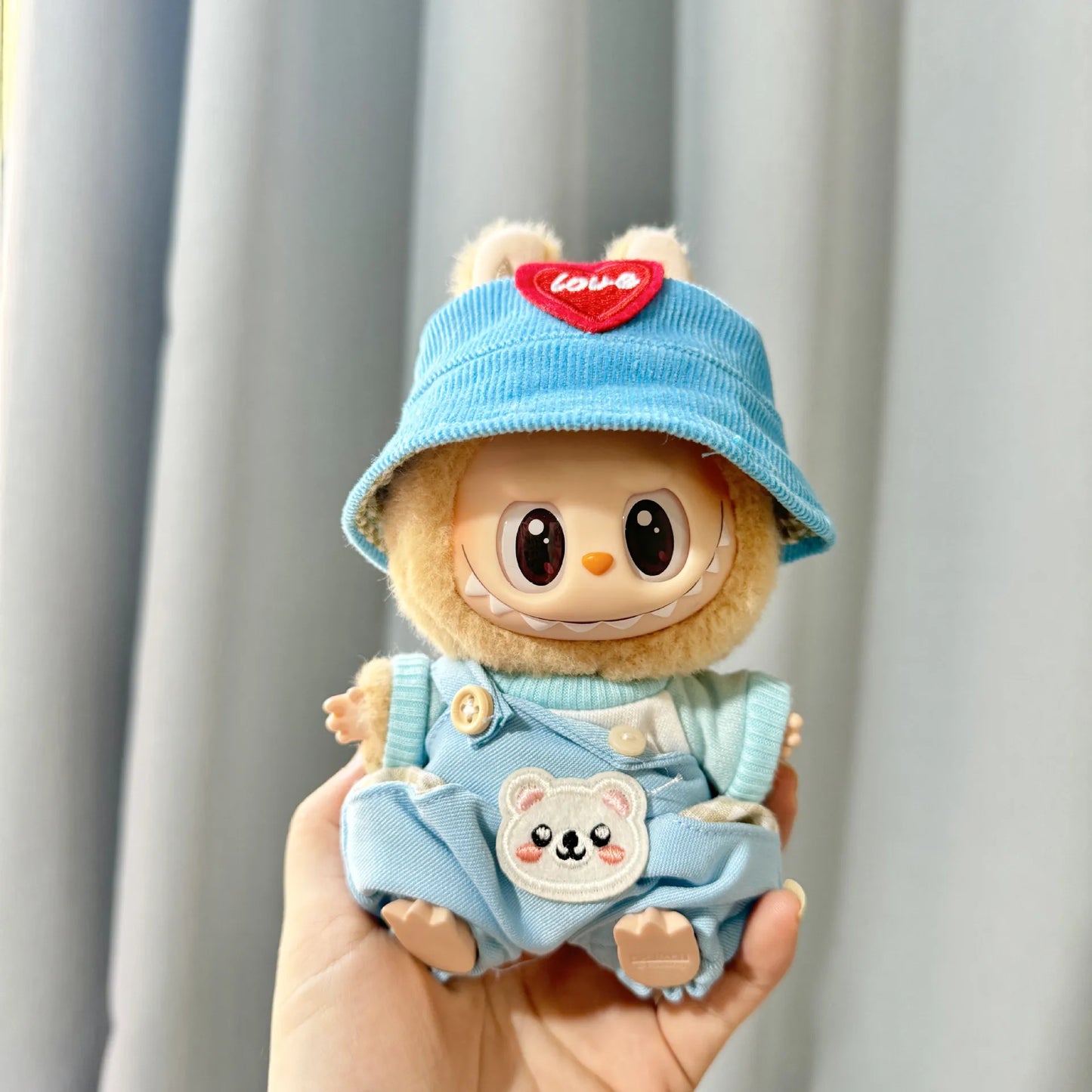 17cm Labubu I II Cute Plush Doll'S Clothes Idol Dolls Sitting Party Small Bear Bib Pants Accessories For Korea Kpop Exo No Doll