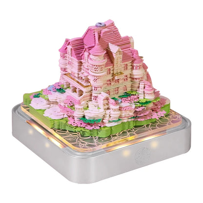 Omoshiroi Block 3D Artistic Notepads Love Castle Memo Notepad 3D Paper Carved Sticky Notes Birthday Gift For Mom