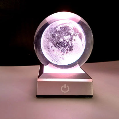 Crystal Ball Night Lights Glowing Planet Galaxy Astronaut 3D Moon Table Lamp USB Atmosphere Lamp Tabletop Decorations Kids Gifts