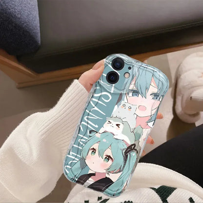 HOT Japanese Anime Lovely Hatsune Miku Cat For iPhone Case 16 15 14 13 12 11 Pro XR XS Max 7 8 Plus Phone Shockproof Y2K Cover