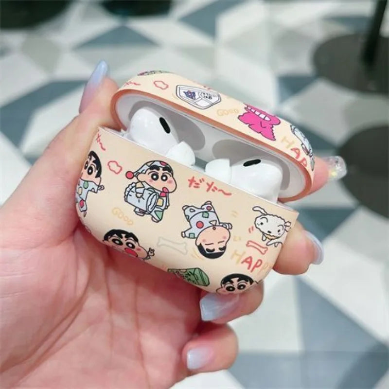 Anime Crayon Shin-chan Cartoon Headphones Protective Cover Apple AirPods 1/2/3 Pro 2 Case Earbuds Bluetooth Earphone Box Shell