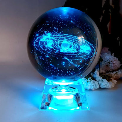 LED Crystal Ball 3D Solar System Planets Crystal Ball Glass Ball Home Decoration Valentine's Day Gift Ornament