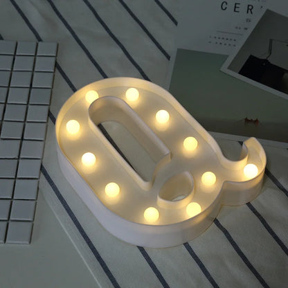 16/21CM DIY Luminous Lights LED Letter Night Light Creative Letters Alphabet Number Battery Lamp Romantic Party Decoration