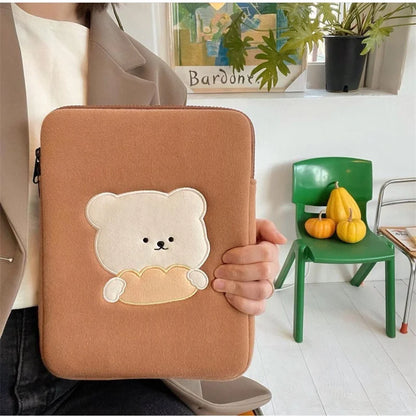 Cartoon Cute Bear Leather Laptop Bag Sleeve for Macbook Air 11 13 Inch Pro 14 15.6 M1 M2 Mac Book IPad Case Cover Accessories