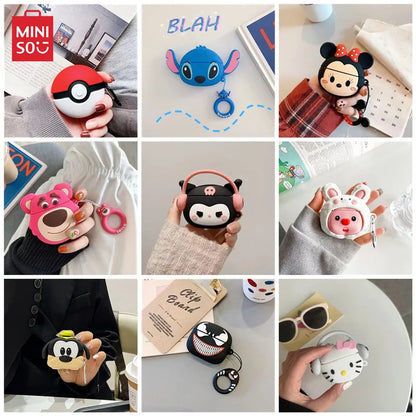 Miniso Cartoon Earphone Case Cover for Airpods 4 New Bluetooth Wireless Earbuds Charging Box Protective Shell for Air Pods 4