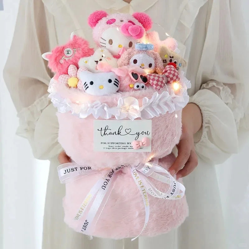 Sanrio Hello Kitty Doll Bouquet Flowers Anime Cartoon Soft Fashion Flower Room Decoration Girl Holiday Graduation Gift