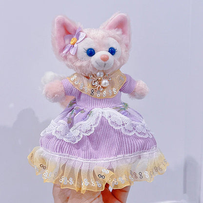 Disney LinaBell Keychain Doll Skirt Plush Toy Bookbag Backpack Cute Pendant Christmas Halloween Gift Pink Plush Fox