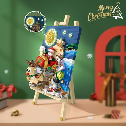 Christmas Sleigh Hanging Painting Building Block Set DIY Creative Drawing Board Assembly Ornaments Children's Toys Gifts