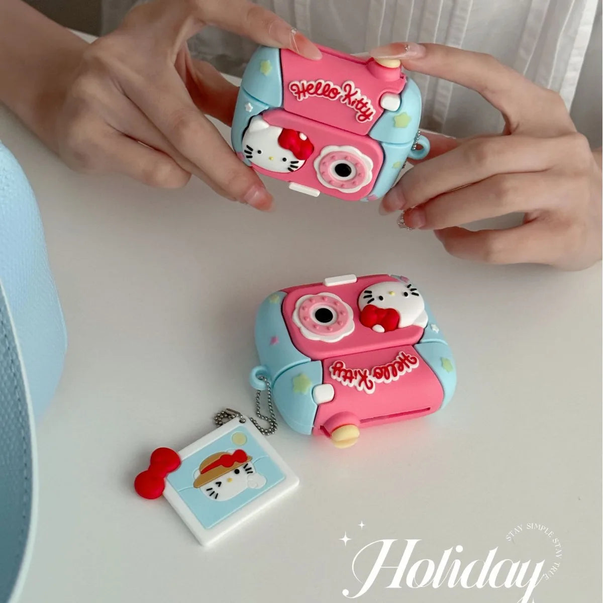 For Airpods 4 Case 2024,Hello Kitty Camera With Keychain Protective Earphone Silicone Cover For Airpod 4 Case Girls Women Funda