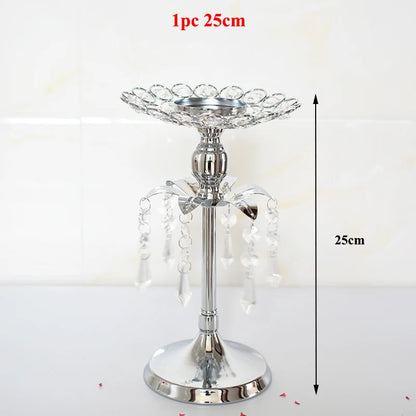 PEANDIM Silver Crystal Candle Holder Wedding Candlestick Christmas Party Table Centerpieces Candelabra Flower Vase Home Decor