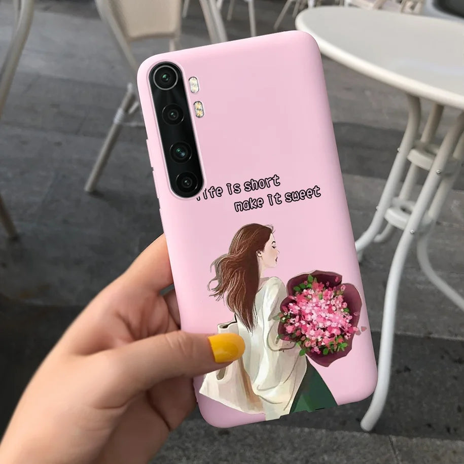 Case For Xiaomi Mi Note 10 Lite Back Cover Protective TPU Silicone Funda Fashion Flower Coque For Xiaomi Note 10 Lite Capa 6.47"